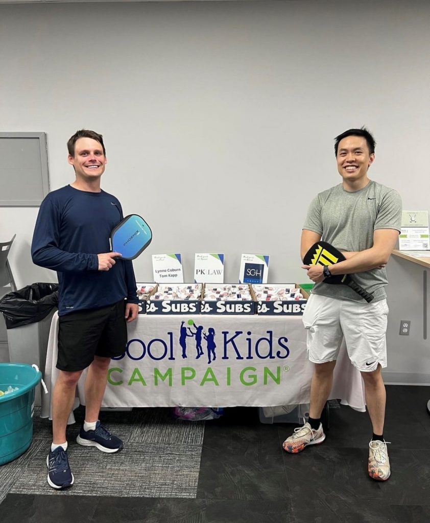 PK Law Attorneys Nathan Adams and Jim Nghieu Participate in the Cool Kids Campaign Pickleball Social